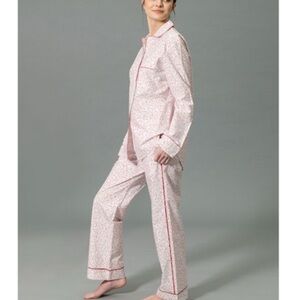 Matouk Floral Print Pajama Set with Red Accents